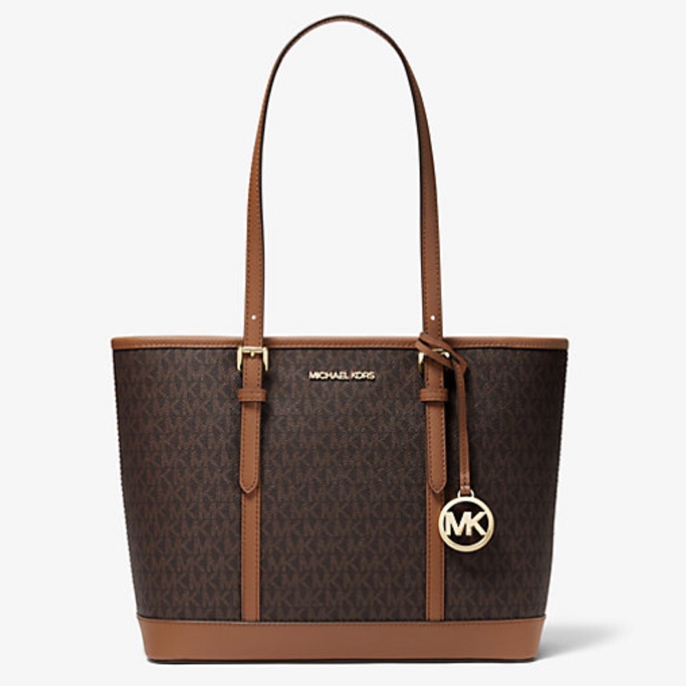 MICHAEL KORS
Jet Set Travel Small Logo Top-Zip Tote Bag BROWN SIGNATURE COLOR - Picture 1 of 3